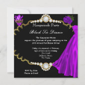 仮装ボールパープルブラックタイディナーパーティー 招待状 (裏面)