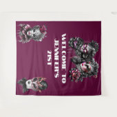 仮装ボールピンクブラックシルバーマスク明るい赤紫色 タペストリー (正面(横))