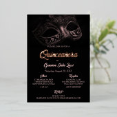 仮装ボールフォイルキンセアニェラパーティの招待状 箔招待状 (立ち正面)