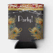 仮装ボールレッド金ゴールド孔雀バースデーパーティー 缶クーラー (正面)