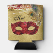 仮装ボールレッド金ゴールド孔雀バースデーパーティー 缶クーラー (裏面)