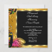 仮装ボール仮面パーティー金ゴールドお祝い 招待状 (裏面)