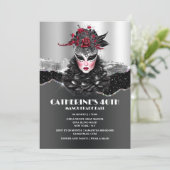 仮装ボール女の子のバースデーグエレガントラムマスク 招待状 (スタンド正面)