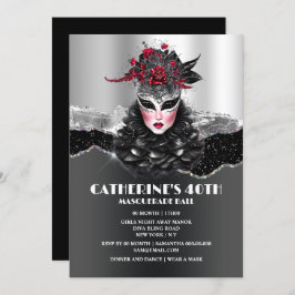 仮装ボール女の子のバースデーグエレガントラムマスク 招待状