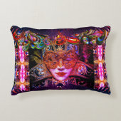 仮装ボール美しいマスク黒ピンクゴシック アクセントクッション (正面)