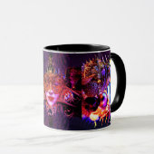 仮装ボール美しい顔マスクアートピンクパープル マグカップ (正面右)