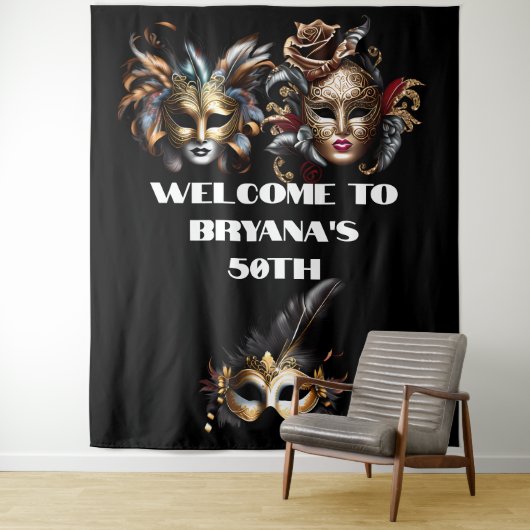 仮装ボール顔マスクエレガント男レディーシック タペストリー (インサイチュ)