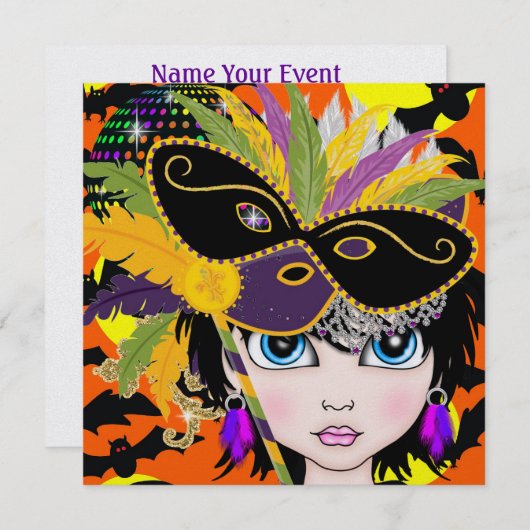 仮装ボール/フェスティバル/コスチュームパーティー- SRF 招待状 (正面/裏面)