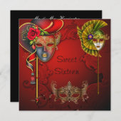 仮装ボール、Sweet sixteen誕生日招待状 招待状 (正面/裏面)