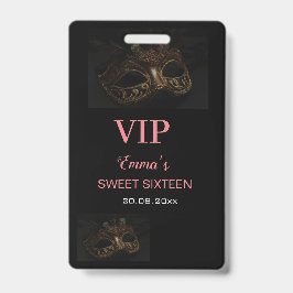 仮装マスエレガントクピンクブラックスイート16 15 VIP バッジ