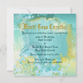 仮装マスエレガントク金ゴールドハットティール（緑がかった色）フローラシック 招待状 (裏面)