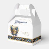 仮装マスクのモチーフHarlequin Blue金ゴールドID1031 フェイバーボックス (正面サイド)