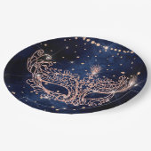 仮装マスクエレガントバラ金ゴールドグリッターきらめき ペーパープレート (アングル)