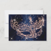 仮装マスクエレガントバラ金ゴールドグリッターRSVP 出欠カード (裏面)