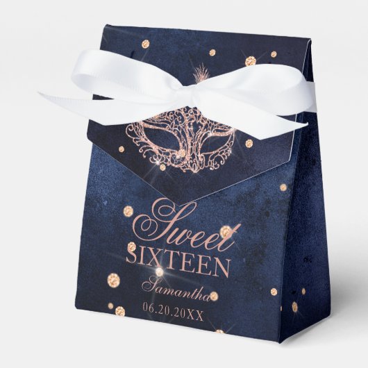 仮装マスクエレガントバラ金ゴールドグリッターSweet 16 フェイバーボックス (正面サイド)
