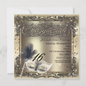 仮装マスクエレガント金ゴールド誕生会 招待状 (裏面)