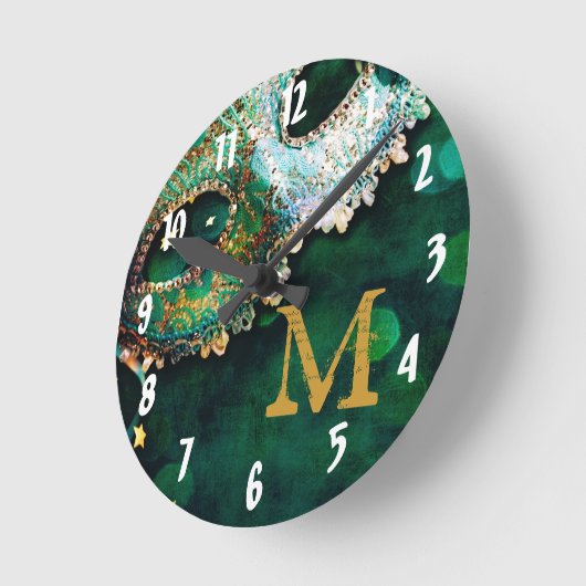 仮装マスクコスタムモノグラムイニシャル壁時計 ラウンド壁時計 (傾斜)