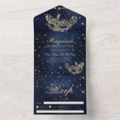 仮装マスクシック金ゴールドグリッターキンセアニェラ オールインワン招待状 (内側)