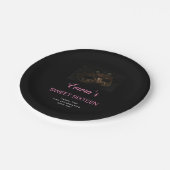 仮装マスクスウィート16 15誕生日ブラック、ピンク ペーパープレート (アングル)