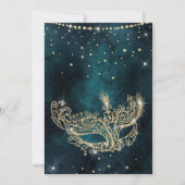 仮装マスクティール(緑がかった色)金ゴールドグリッターキンセアニェラ 招待状 (裏面)