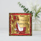 仮装マスクハイヒールシューレッド誕生日3 招待状 (スタンド正面)