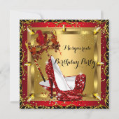 仮装マスクハイヒールシューレッド誕生日3 招待状 (正面)