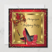 仮装マスクハイヒールシューレッド誕生日A 招待状 (正面)