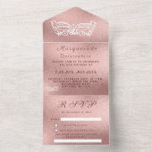 仮装マスクバラ金ゴールドピンクグリッターキンセアニェラ オールインワン招待状 (内側)