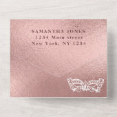 仮装マスクバラ金ゴールドピンクグリッターキンセアニェラ オールインワン招待状 (裏面)