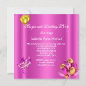 仮装マスクピンク誕生日パーティー 招待状 (裏面)