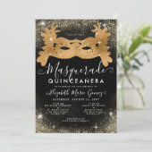 仮装マスクブラック金ゴールドグリッターキンセアニェラ 招待状 (スタンド正面)