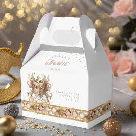 仮装マスクモチーフハーレクインバラ金ゴールドID1032 フェイバーボックス