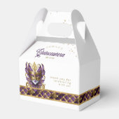 仮装マスクモチーフハーレクインパープル金ゴールドID1031 フェイバーボックス (正面サイド)