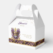 仮装マスクモチーフハーレクインパープル金ゴールドID1032 フェイバーボックス (正面サイド)