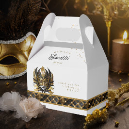 仮装マスクモチーフハーレクインブラック金ゴールドID1032 フェイバーボックス