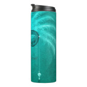 仮装マスクヴィンテージティール(緑がかった色)羽毛アートデコ タンブラー (回転右)