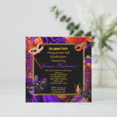 仮装マスク付きハロウィンパープルオレンジパーティー 招待状 (スタンド正面)