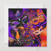 仮装マスク付きハロウィンパープルオレンジパーティー 招待状 (裏面)