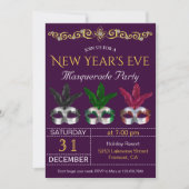 仮装マスク新年のイブパーティの招待状 招待状 (正面)