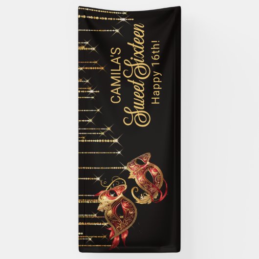 仮装マスク甘い16赤金ゴールドID1032 横断幕 (縦)