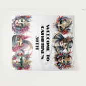 仮装マスク男性女性ベネチアンカーニバルマスク タペストリー (正面(横))