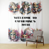 仮装マスク男性女性ベネチアンカーニバルマスク タペストリー (インサイチュ)