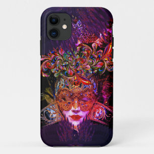 仮装マスク美しいブラックパープルピンク iPhone 11 ケース