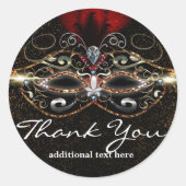 仮装マスク赤いパーティエレガントーフェイスステッカー ラウンドシール (正面)