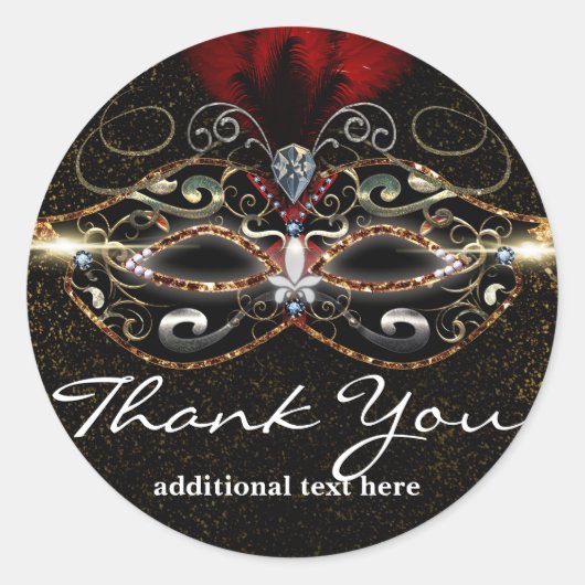 仮装マスク赤いパーティエレガントーフェイスステッカー ラウンドシール (正面)