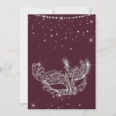 仮装マスク銀グリッタースパークルズSweet 16 招待状 (裏面)