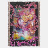 仮装マスク，ハーレクインバイオリニストピンクフローラ スローブランケット (正面縦)