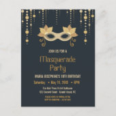 仮装モダン誕生日パーティーの招待 インビテーションポストカード (正面)