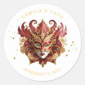 仮装モチーフキンセアニェラレッド金ゴールドID1031 ラウンドシール (正面)