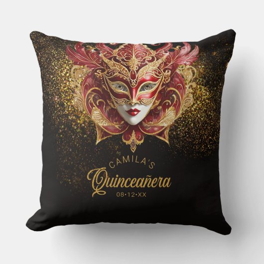 仮装モチーフキンセアニェラレッド金ゴールドV2 ID1031 クッション (正面)